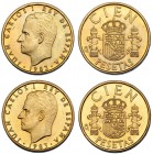 Lote de 2 monedas de 100 pesetas. 1983. M coronada. VII-487. SC.