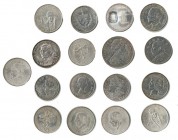 LOTE. 16 monedas tamaño corona y una doble corona. Bahamas, China, Cuba (2), Canadá, Estados Unidos (2), Filipinas, México (7), Tailandia y Venzuela. ...