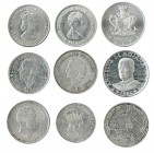 LOTE. 9 monedas europeas. Módulo "duro" en plata. De EBC a SC.