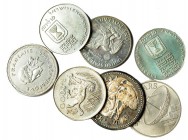 LOTE. 7 monedas de plata módulo "duro". Una de ellas en estuche original. De EBC a Prueba.