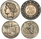 LOTE. 2 medallas. Francia: 14 Juio 1889, Monumento a los soldados muertos en Rouen. Alemania: 1799-1881, Der Wilde Schmied. De EBC a SC.