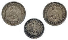 CHILE. Lote de 3 monedas de medio céntimo. 1869 PCGS-MS63; 1872 PCGS-MS63; 1874 PCGS-MS63.