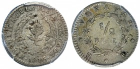 COLOMBIA. República de Nueva Granada. 1/2 real. 1846. Popayán. UE. KM-96.2. PCGS-XF40.
