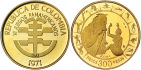 COLOMBIA. 300 pesos. 1951. Juegos Pan-Americanos. KM-250. Prueba.