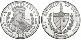 CUBA. 10 pesos. 1990. KM-263. Prueba.