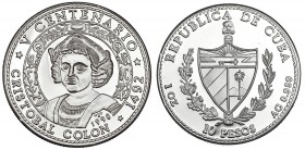 CUBA. 10 pesos. 1990. KM-265. Prueba.