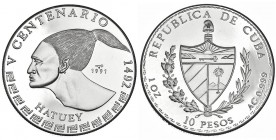 CUBA. 10 pesos. 1991. KM-328. Prueba.