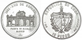 CUBA. 10 pesos. 1991. KM-348. Prueba.