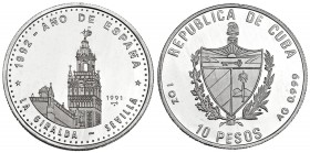 CUBA. 10 pesos. 1991. KM-349. Prueba.