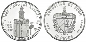 CUBA. 10 pesos. 1992. KM-351. Prueba.