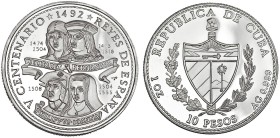 CUBA. 10 pesos. 1992. KM-373. Prueba.