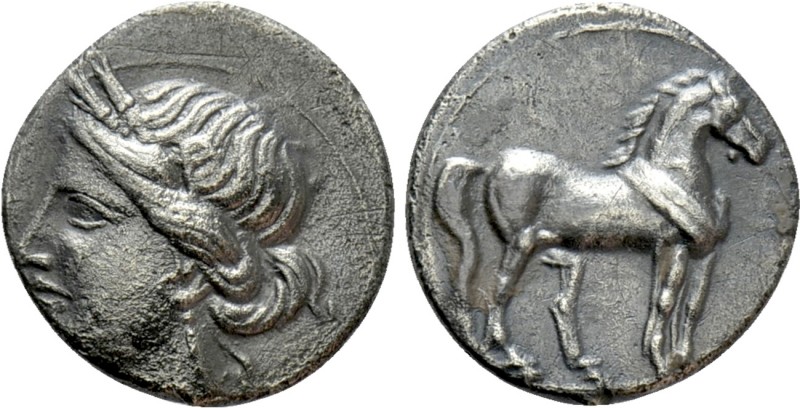 BRUTTIUM. Carthaginian occupation. Quarter Shekel (Circa 215-205 BC)

Obv: Wre...