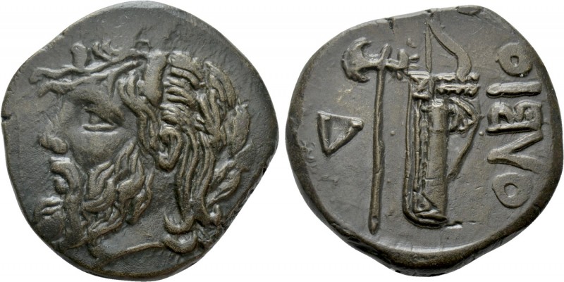 SKYTHIA. Olbia. Ae (Circa 330-320 BC)

Obv: Horned head of Borysthenes left. R...