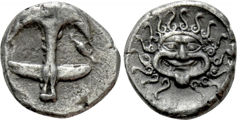 THRACE. Apollonia Pontika. Drachm (Circa 480/78-450 BC)

Obv: Upright anchor; ...