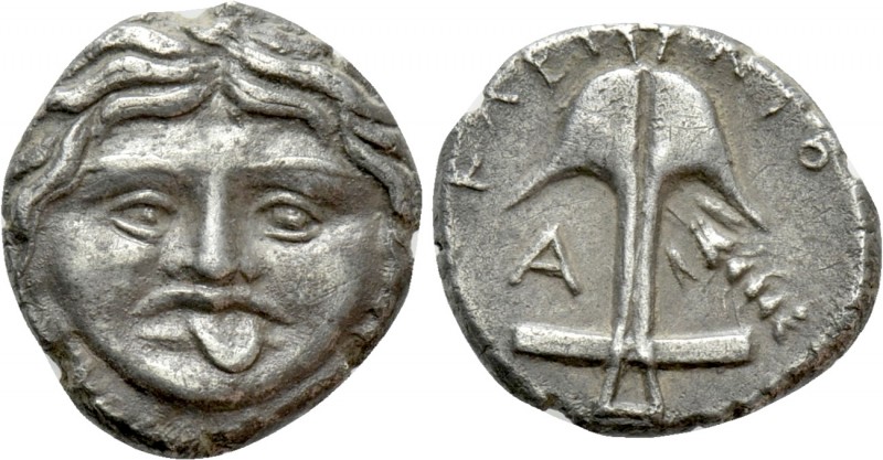 THRACE. Apollonia Pontika. Tetrobol (Circa 450-390 BC). Kleinio-, magistrate

...