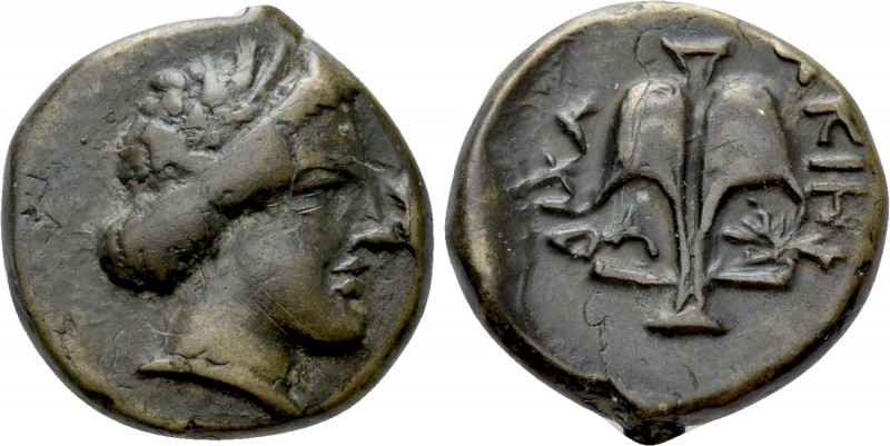 THRACE. Apollonia Pontika. Ae (Mid 4th-3rd centuries BC)

Obv: Laureate head o...