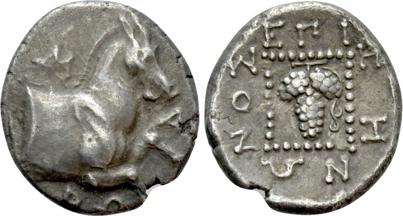 THRACE. Maroneia. Triobol (Circa 386/5-348/7 BC). Zenon, magistrate

Obv: MAPΩ...
