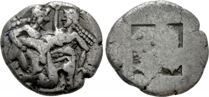 THRACE. Thasos. Stater (Circa 500-480 BC)

Obv: Ithyphallic Satyr advancing ri...