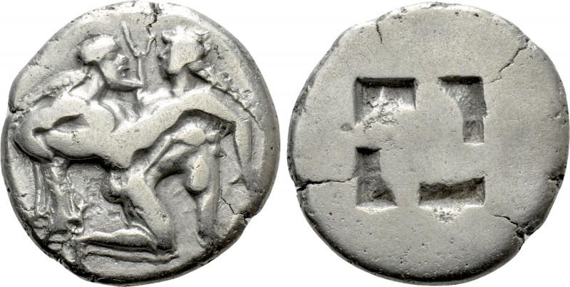 THRACE. Thasos. Stater (Circa 480-463 BC)

Obv: Ithyphallic satyr advancing ri...