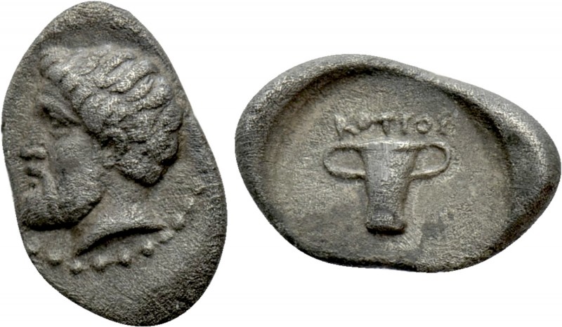 KINGS OF THRACE (Odrysian). Kotys I (Circa 383-359 BC). Trihemiobol. Kypsela

...