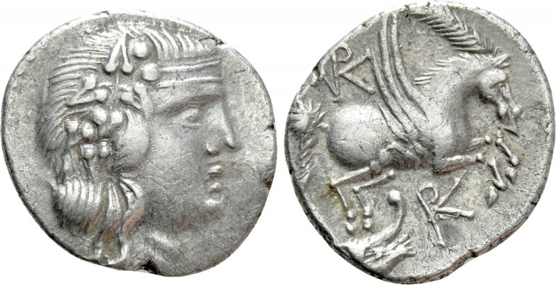 KORKYRA. Korkyra. Roman rule (Circa 229-48 BC). Didrachm

Obv: Head of Dionyso...