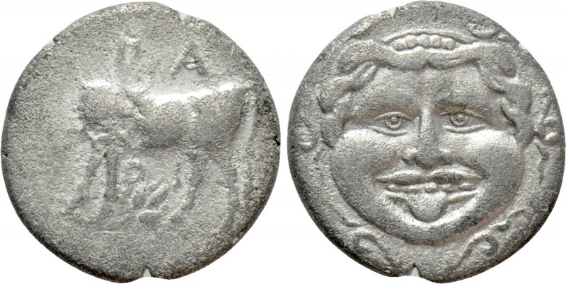 MYSIA. Parion. Hemidrachm (4th century BC)

Obv: Facing gorgoneion within incu...