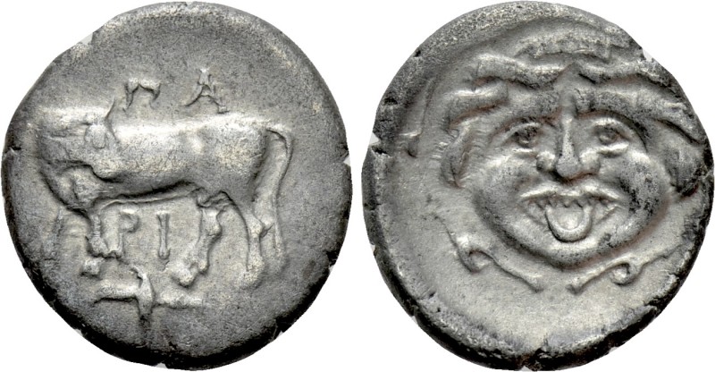 MYSIA. Parion. Hemidrachm (4th century BC)

Obv: ΠΑ / ΡΙ. Bull standing left, ...