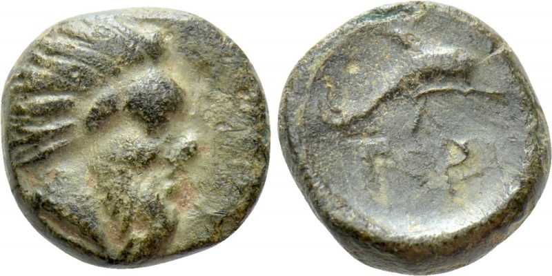 MYSIA. Pordosilene. Ae (Circa 400-380 BC)

Obv: Head of Silenos right. Rev: ΠO...