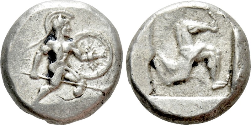 PAMPHYLIA. Aspendos. Stater (Circa 465-430 BC)

Obv: Warrior advancing right, ...
