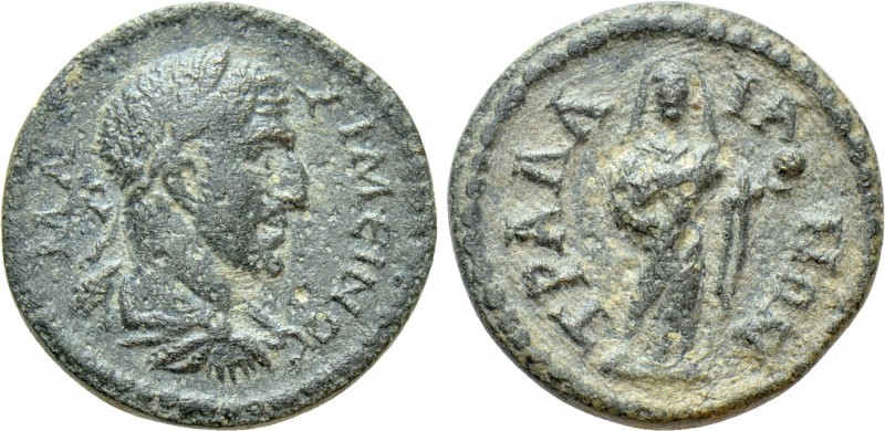 LYDIA. Tralleis. Maximinus Thrax (235-238). Ae

Obv: MAΞIMЄINOC. Laureate, dra...