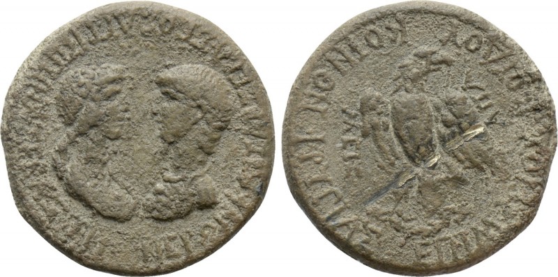 PHRYGIA. Apameia. Nero with Agrippina II (54-68). Ae. Marios Kordos, magistrate...