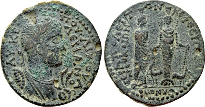 PHRYGIA. Hierapolis. Valerian I (253-260). Ae. Homonoia issue with Ephesus

Ob...