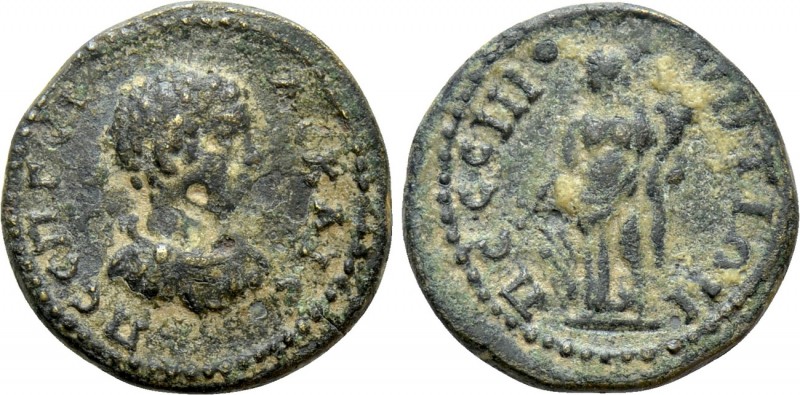 GALATIA. Pessinus. Geta (Caesar, 198-209). Ae

Obv: Π CEΠ ΓETAC KΑΙC. Barehead...