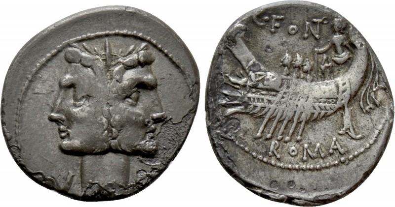 C. FONTEIUS. Denarius (114-113 BC). Rome

Obv: Laureate janiform heads of the ...