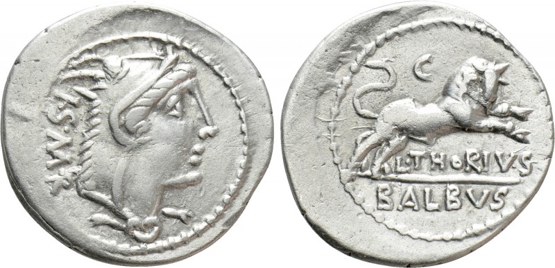 L. THORIUS BALBUS. Denarius (105 BC). Rome

Obv: I S M R. Head of Juno Sospita...
