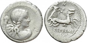 Q. CREPERIUS M.F. ROCUS. Serrate Denarius (69 BC). Rome