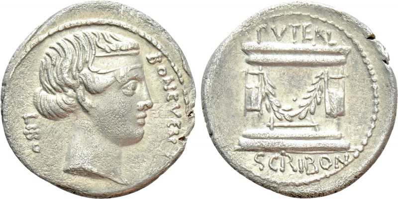 L. SCRIBONIUS LIBO. Denarius (62 BC). Rome

Obv: BON EVENT / LIBO. Diademed he...