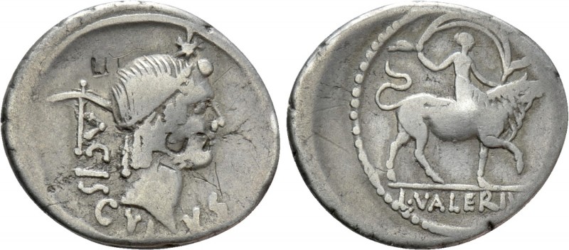 L. VALERIUS ACISCULUS. Denarius (45 BC). Rome

Obv: ACISCVLVS. Diademed head o...