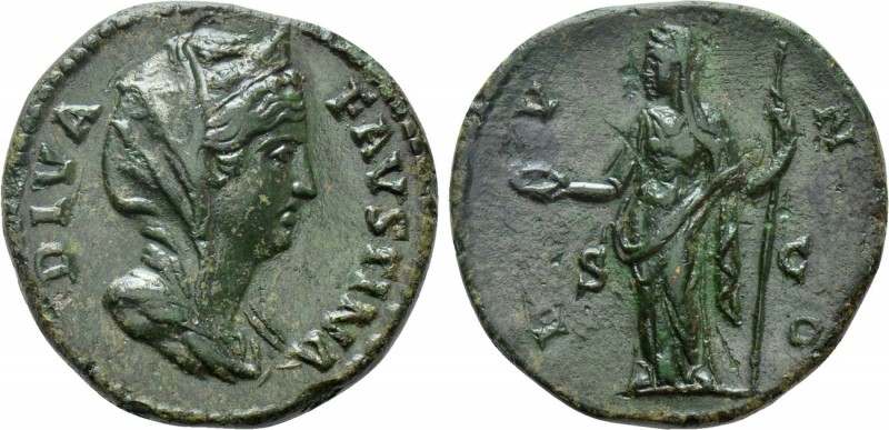 DIVA FAUSTINA I (Died 140/1). Dupondius or As. Rome. Struck under Antoninus Pius...