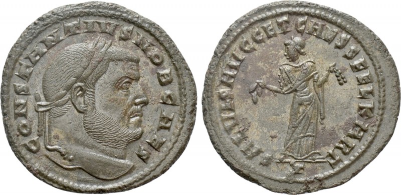 CONSTANTIUS I (Caesar, 293-305). Follis. Carthage

Obv: CONSTANTIVS NOB CAES. ...