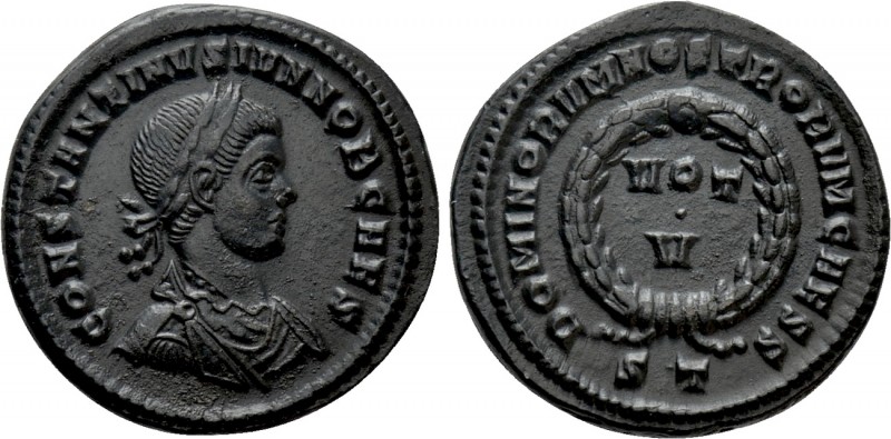 CONSTANTINE II (Caesar, 316-337). Follis. Ticinum

Obv: CONSTANTINVS IVN NOB C...