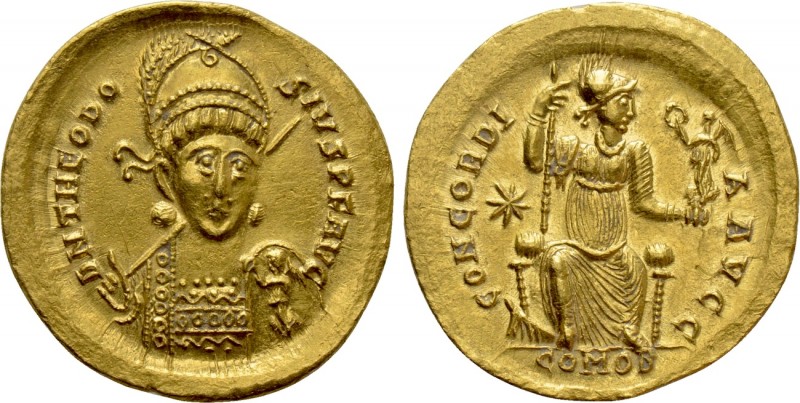 THEODOSIUS II (402-450). GOLD Solidus. Thessalonica

Obv: D N THEODOSIVS P F A...