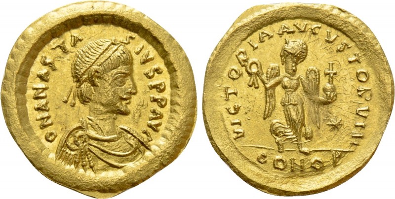 ANASTASIUS I (491-518). GOLD Tremissis. Constantinople

Obv: D N ANASTASIVS P ...