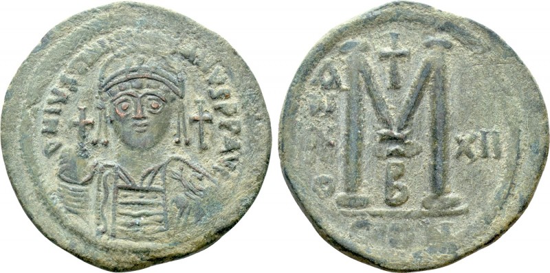 JUSTINIAN I (527-565). Follis. Constantinople. Dated RY 12 (538/9)

Obv: D N I...