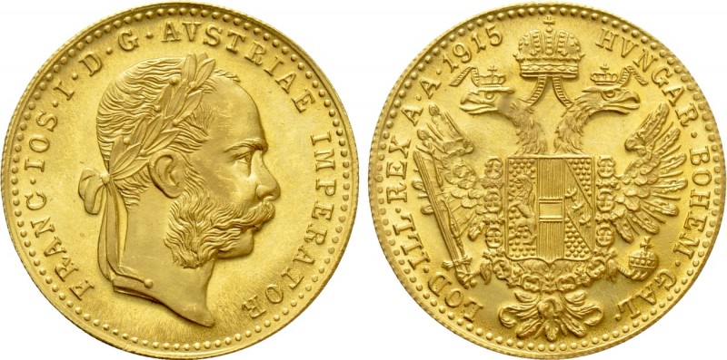 AUSTRIAN EMpire. Franz Joseph I (1848-1916). GOLD Dukat (1915). Wien (Vienna). R...