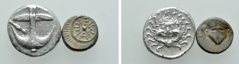 2 Greek Coins

Obv: . Rev: . . Condition: See picture. Weight: g. Diameter: mm...