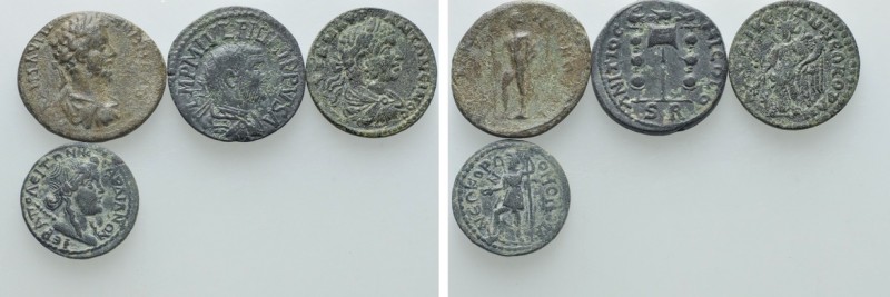 4 Roman Provincial Coins

Obv: . Rev: . . Condition: See picture. Weight: g. D...