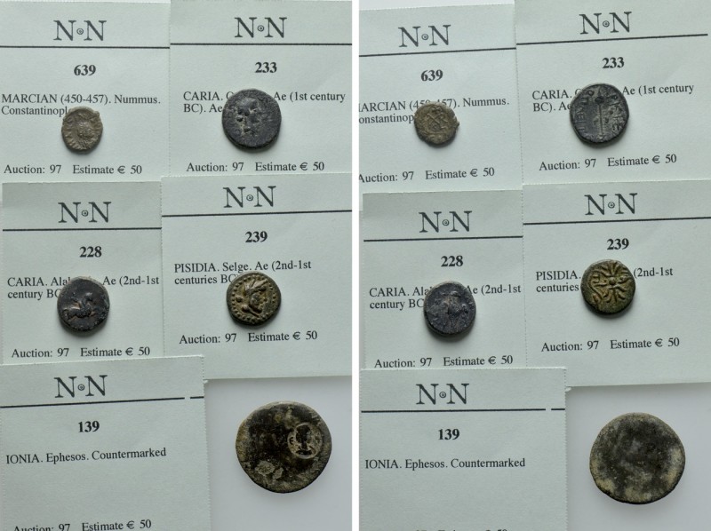 5 Greek and Roman Coins

Obv: . Rev: . . Condition: See picture. Weight: g. Di...