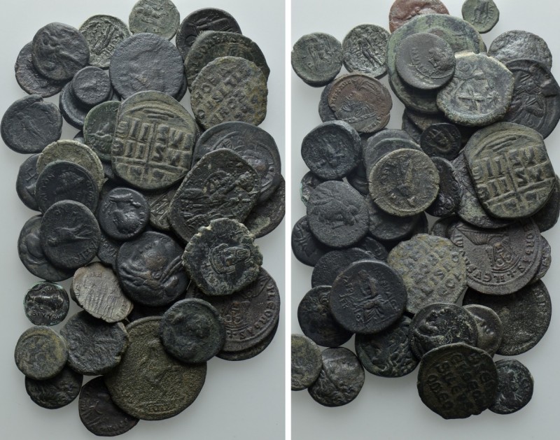 Circa 50 Ancient Coins

Obv: . Rev: . . Condition: See picture. Weight: g. Dia...