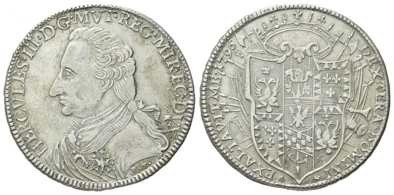 MODENA
Ercole III d’Este, 1780-1796.
Tallero 1796.
Ag
gr. 27,79
Dr. HERCVLE...